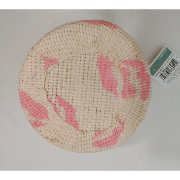 Burlap Basket Lined Plant Holder Pink Lipstick Marks Kisses Valentine 4 Inch - Picture 5 of 5